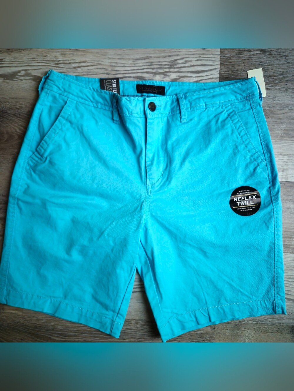 NWT Aeropostale Men’s Turquoise Reflex Twill Stretch Classic Shorts 34